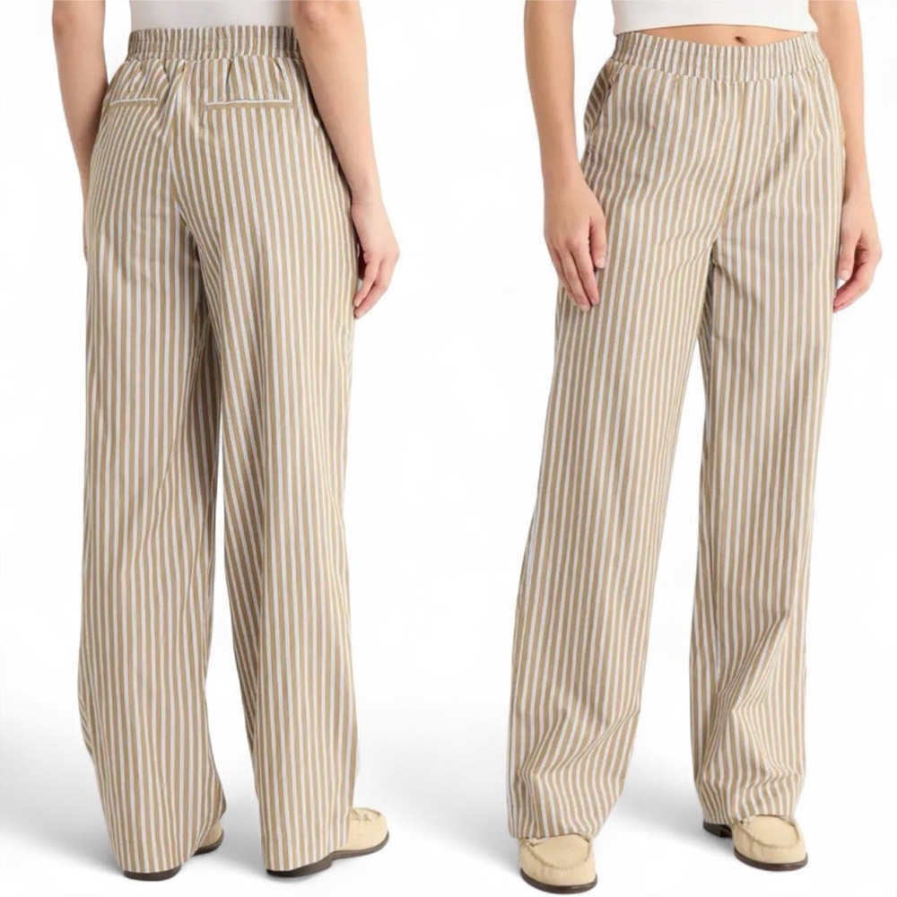 SCOTCH & SODA Martini Olive Striped Wide-Leg Pants Reg Long Fit